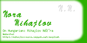 nora mihajlov business card